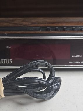 Vintage Spartus Model 1108 Digital Alarm Clock with Faux Wood Grain and Red LED